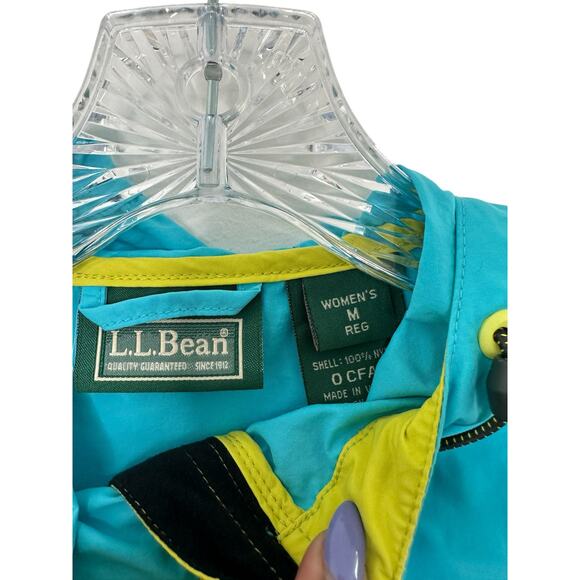 L.L. Bean Women's Blue Yellow Anorak Quarter Zip Nylon Windbreaker Jacket Size M - Picture 2 of 13
